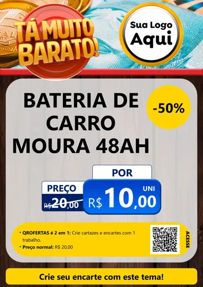 Modelo de Cartaz para Cartaz A4 Vertical com o tema Está Muito Barato para Baterias Elétricas