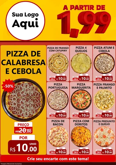 Modelo de Encarte para Encarte A4 Vertical com o tema A Partir de Um e Noventa e Nove - 1,99 para Pizzaria