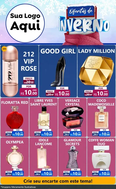 Modelo de Encarte para Encarte Grande com o tema Ofertas de Inverno para Perfumes