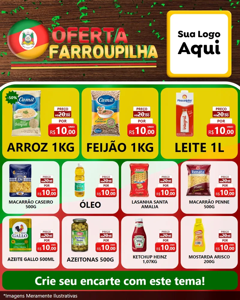 Modelo de Rede Social para Feed Instagram com o tema Oferta Farroupilha para Supermercado