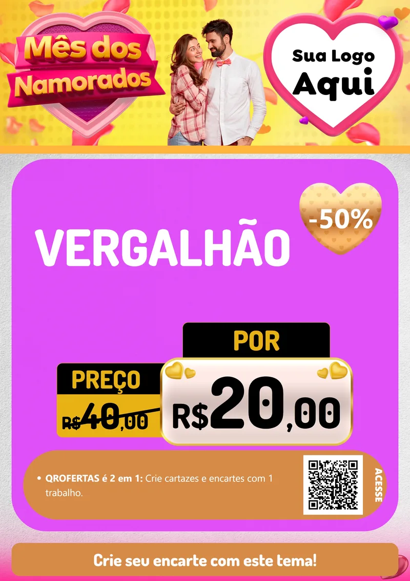 Modelo de Cartaz para Cartaz A4 Vertical com o tema Mês dos Namorados para Ferragens