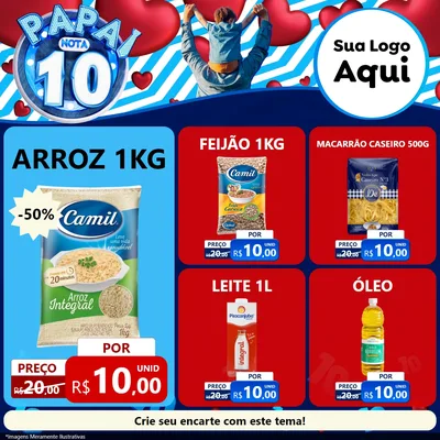 Modelo de Rede Social para Feed Facebook com o tema Papai Nota 10 para Supermercado