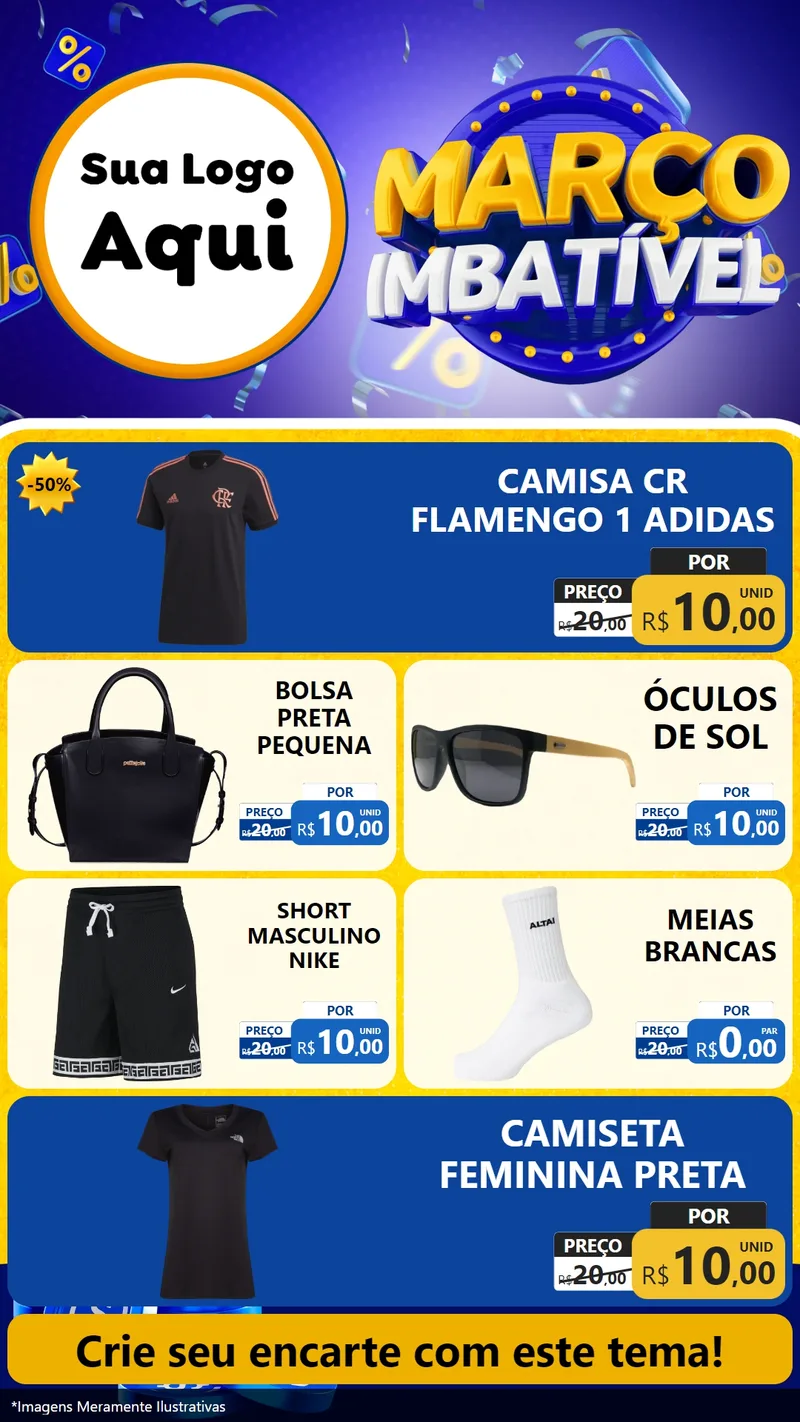 Modelo de TV para TV Vertical com o tema Março Imbatível para Roupas e acessórios