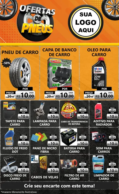 Modelo de Encarte para Encarte Grande com o tema Ofertas de Pneus para Auto peças