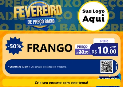 Modelo de Cartaz para Cartaz A4 Horizontal com o tema Fevereiro de Preço Baixo para Assados