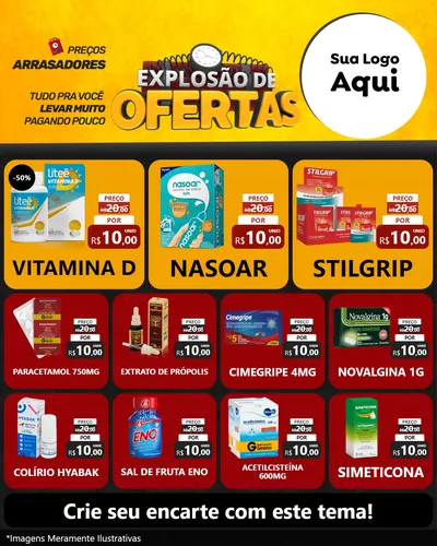Modelo de Rede Social para Feed Instagram com o tema Explosão de Ofertas para Farmácia