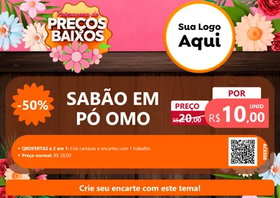 Modelo de Cartaz para Cartaz A4 Horizontal com o tema Primavera de Preços Baixos para Produtos de Limpeza