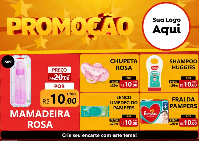 Modelo de Encarte para Encarte A4 Horizontal com o tema Promoção para Bebês