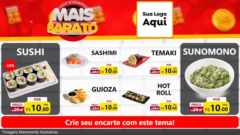 Modelo de TV para TV Horizontal com o tema Mais Barato para Comida japonesa