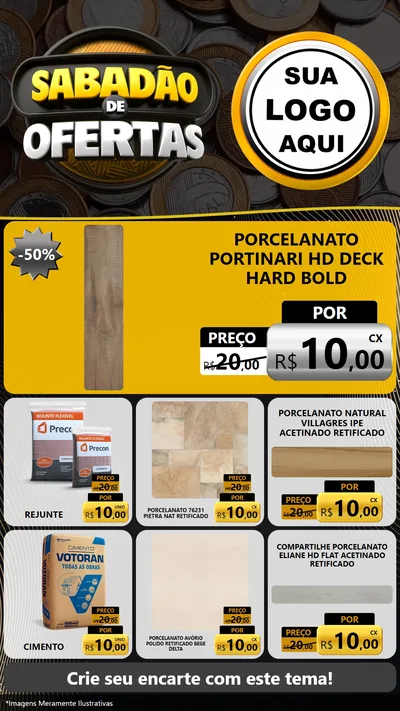 Modelo de Rede Social para Stories com o tema Sabadão de Ofertas para Pisos e revestimentos