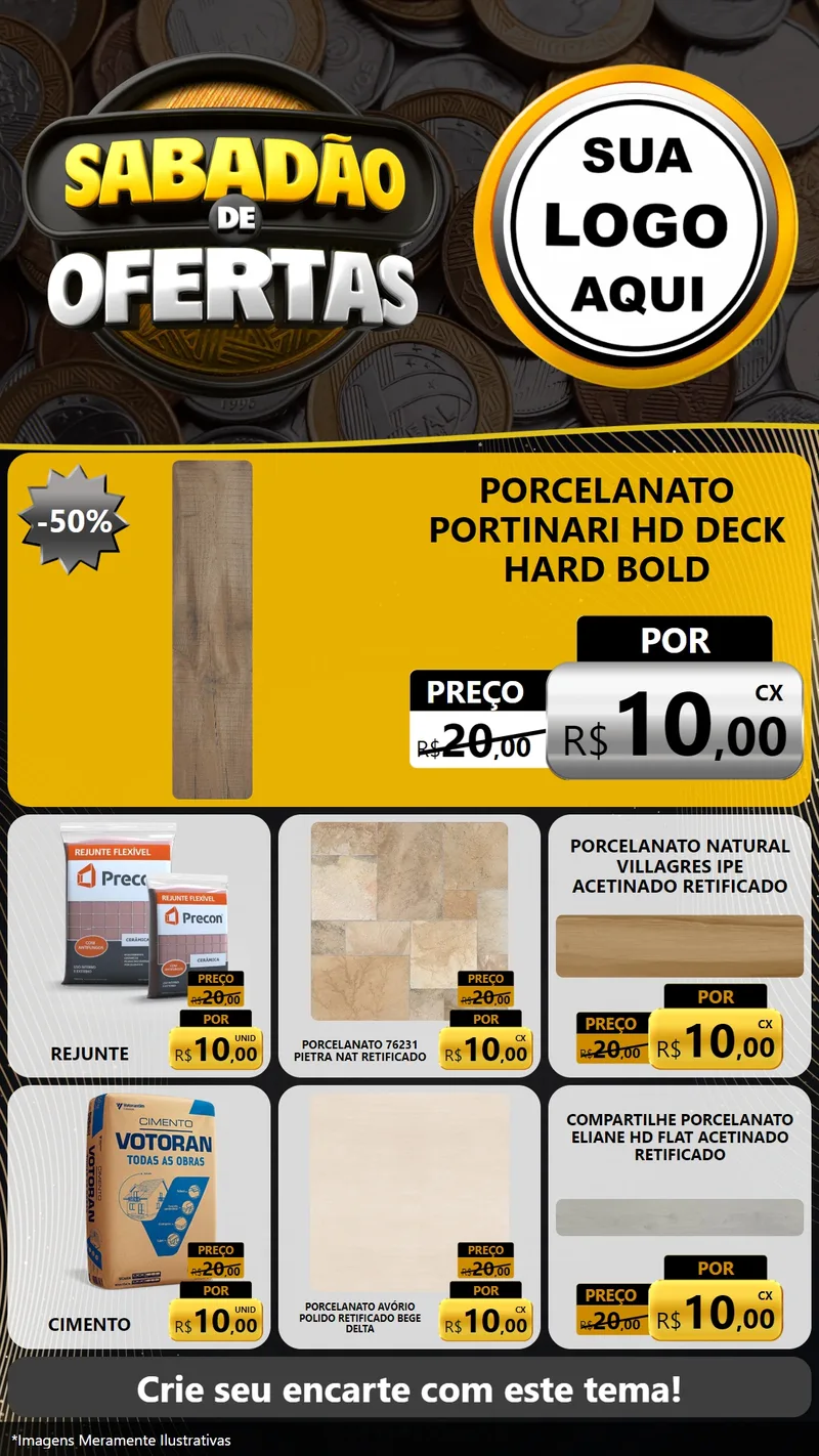 Modelo de Rede Social para Stories com o tema Sabadão de Ofertas para Pisos e revestimentos