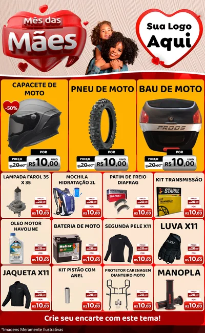 Modelo de Encarte para Encarte Grande com o tema Mês das Mães para Moto peças