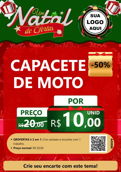 Modelo de Cartaz para Cartaz A4 Vertical com o tema Um Natal de Ofertas para Moto peças