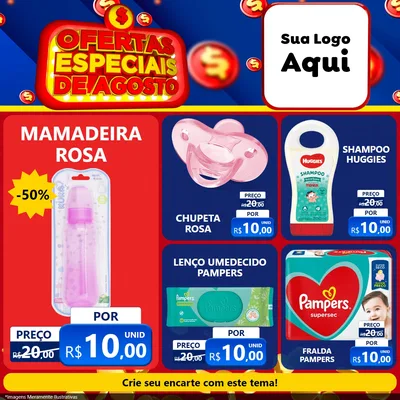 Modelo de Rede Social para Feed Facebook com o tema Ofertas Especiais de Agosto para Bebês