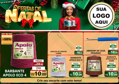 Modelo de Encarte para Encarte A4 Horizontal com o tema Ofertas de Natal para Armarinho e Aviamentos