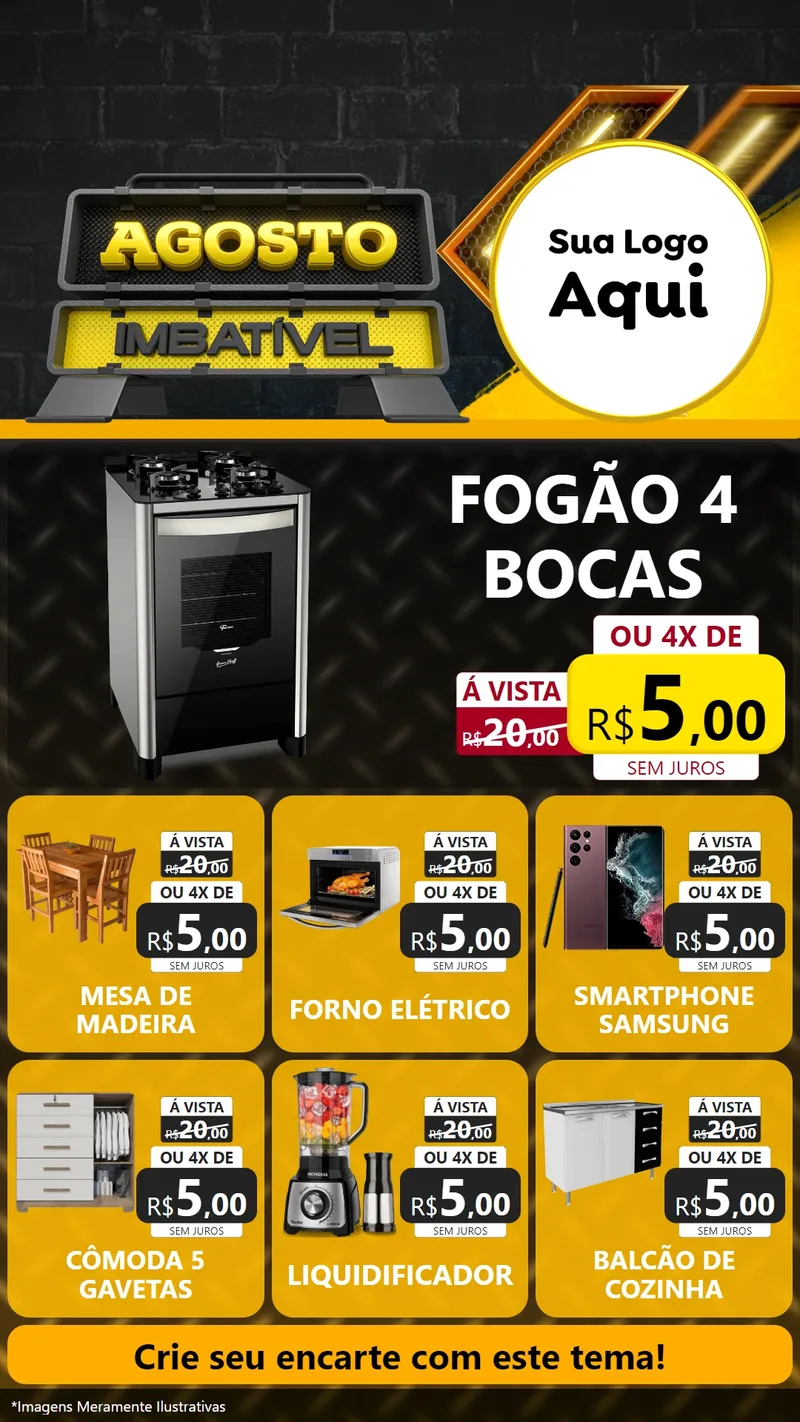 Modelo de Rede Social para Stories com o tema Agosto Imbatível para Móveis e Eletro