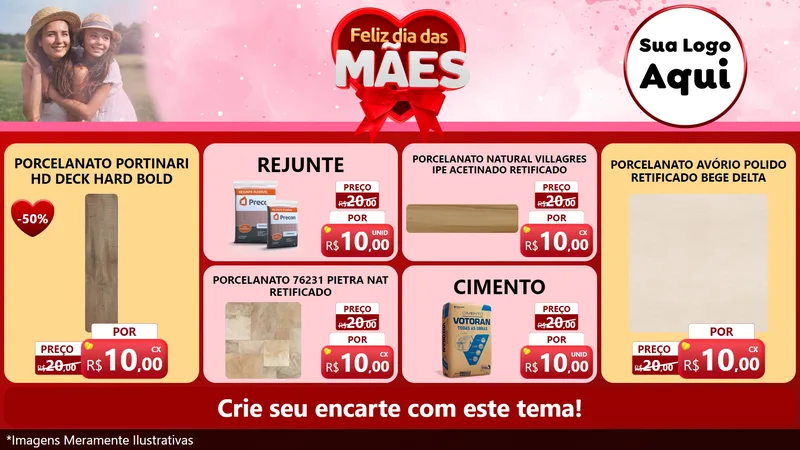 Modelo de TV para TV Horizontal com o tema Feliz Dia Das Mães para Pisos e revestimentos