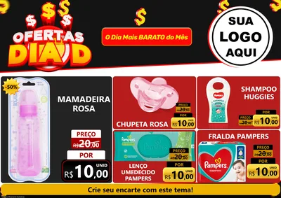 Modelo de Encarte para Encarte A4 Horizontal com o tema Ofertas Dia D para Bebês
