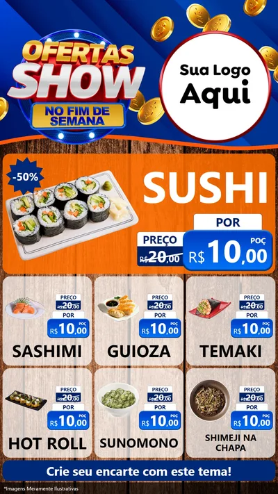 Modelo de Rede Social para Stories com o tema Ofertas Show No Fim De Semana para Comida japonesa