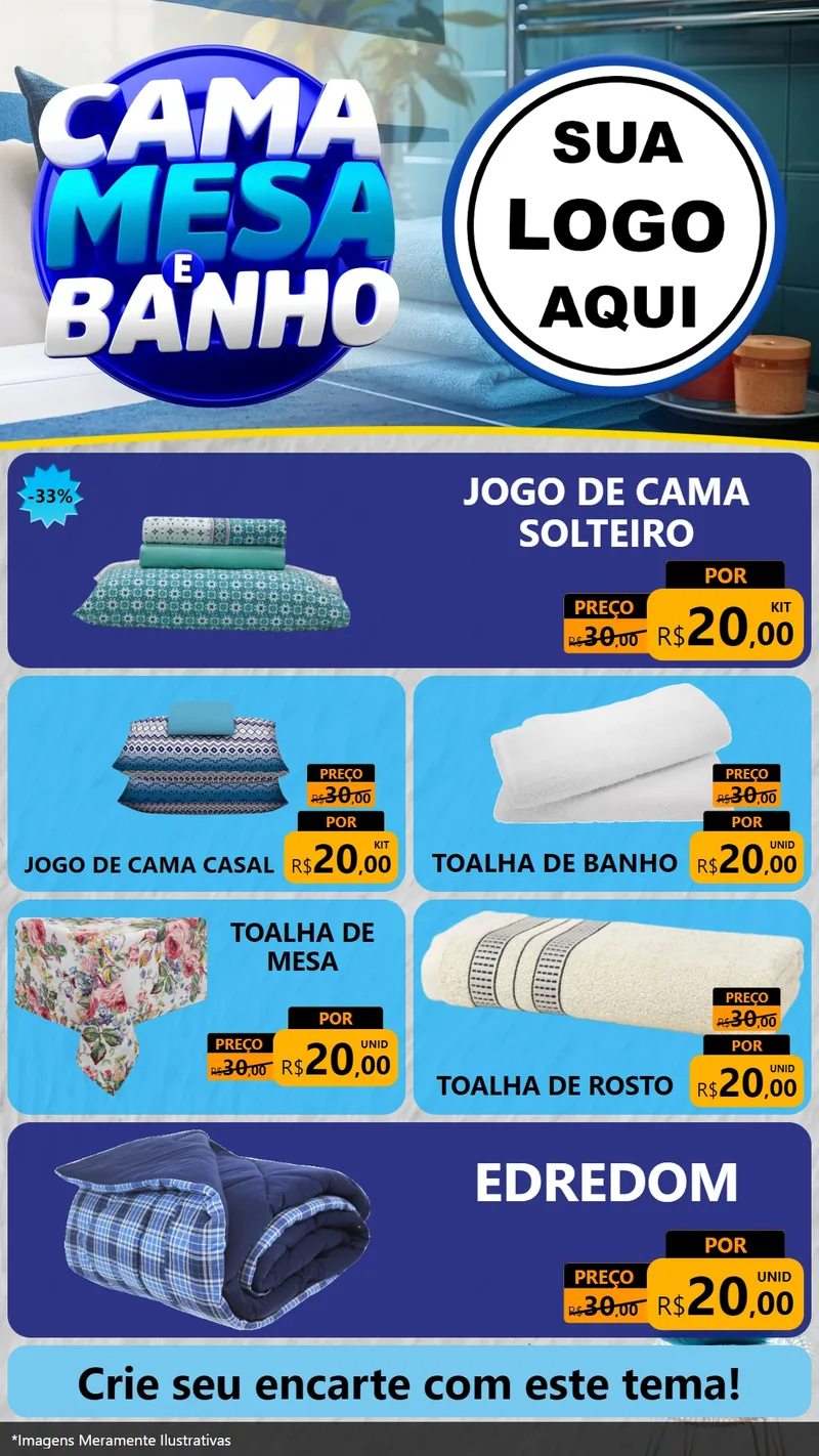 Modelo de TV para TV Vertical com o tema Cama, Mesa e Banho para Cama, Mesa e Banho