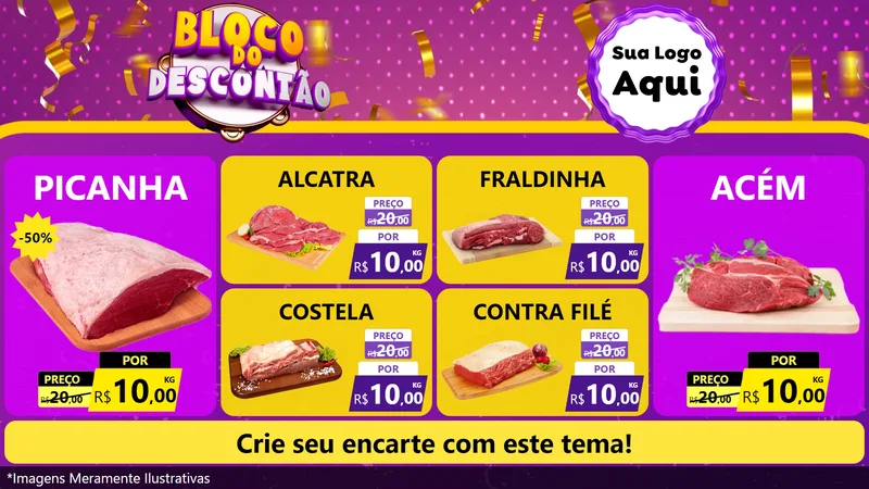 Modelo de TV para TV Horizontal com o tema Bloco do Descontão para Açougue