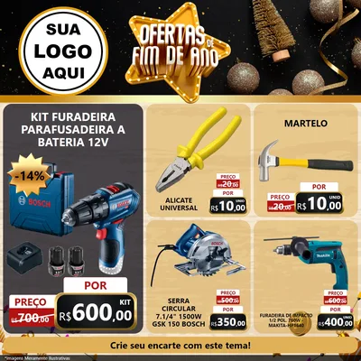 Modelo de Rede Social para Feed Facebook com o tema Ofertas de Fim de Ano para Maquinas e Ferramentas