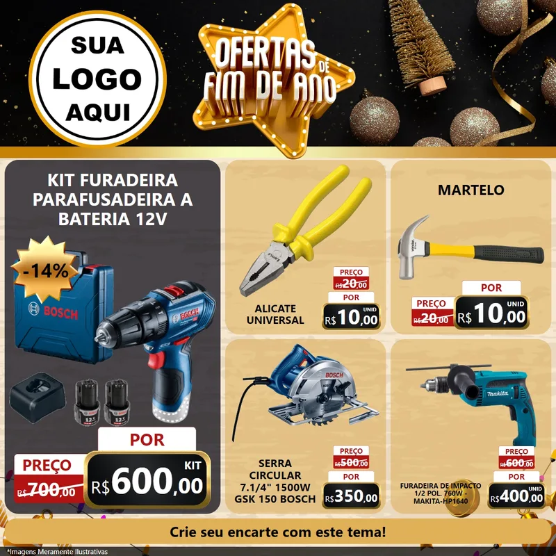 Modelo de Rede Social para Feed Facebook com o tema Ofertas de Fim de Ano para Maquinas e Ferramentas