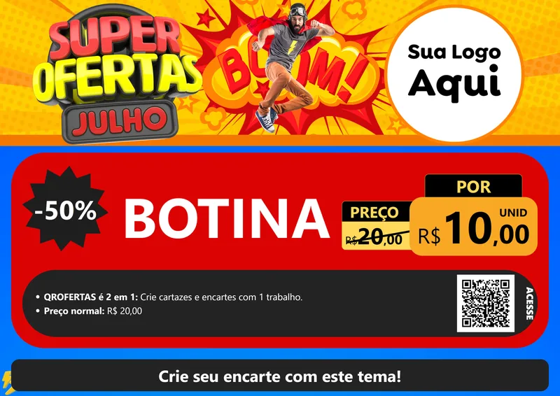 Modelo de Cartaz para Cartaz A4 Horizontal com o tema Super Ofertas Julho para Agropecuária