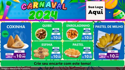 Modelo de TV para TV Horizontal com o tema Carnaval 2027 para Salgadaria