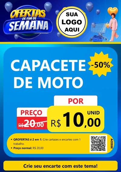 Modelo de Cartaz para Cartaz A4 Vertical com o tema Ofertas de Fim de Semana para Moto peças