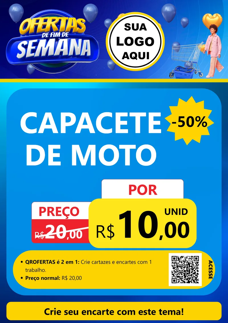 Modelo de Cartaz para Cartaz A4 Vertical com o tema Ofertas de Fim de Semana para Moto peças