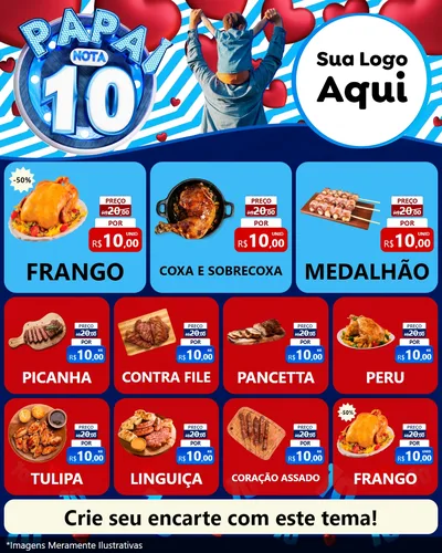 Modelo de Rede Social para Feed Instagram com o tema Papai Nota 10 para Assados