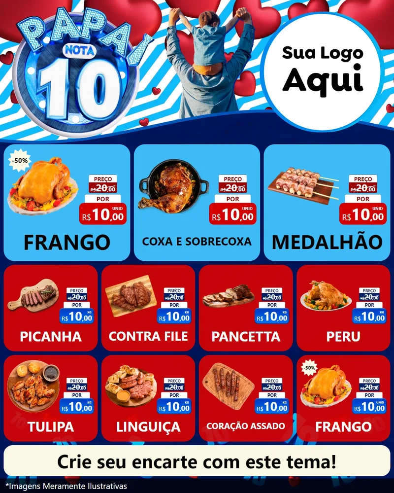 Modelo de Rede Social para Feed Instagram com o tema Papai Nota 10 para Assados