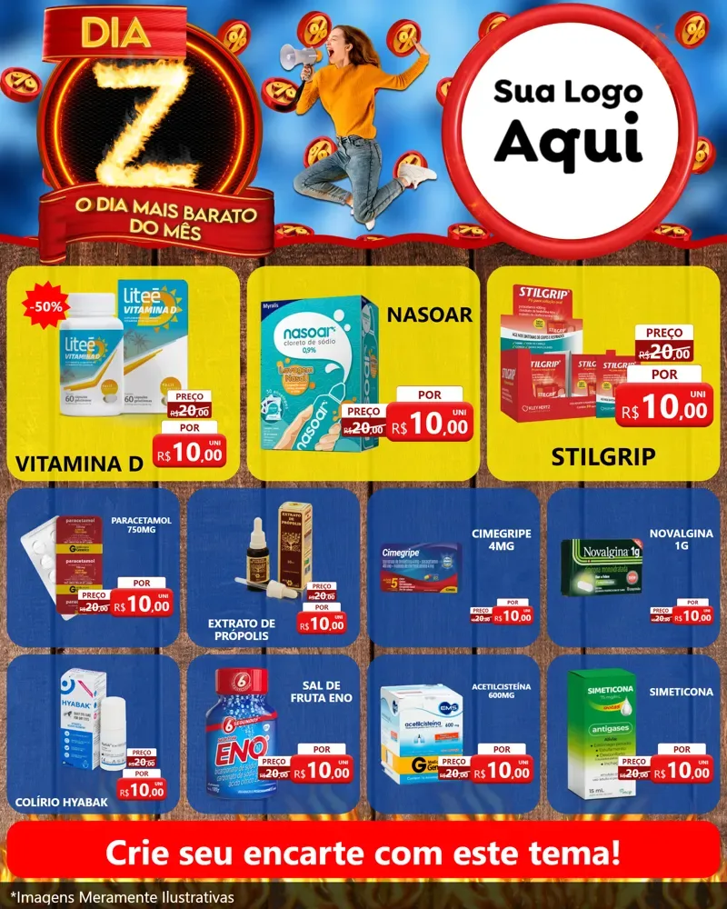 Modelo de Rede Social para Feed Instagram com o tema Dia Z - O Dia Mais Barato Do Mês para Farmácia