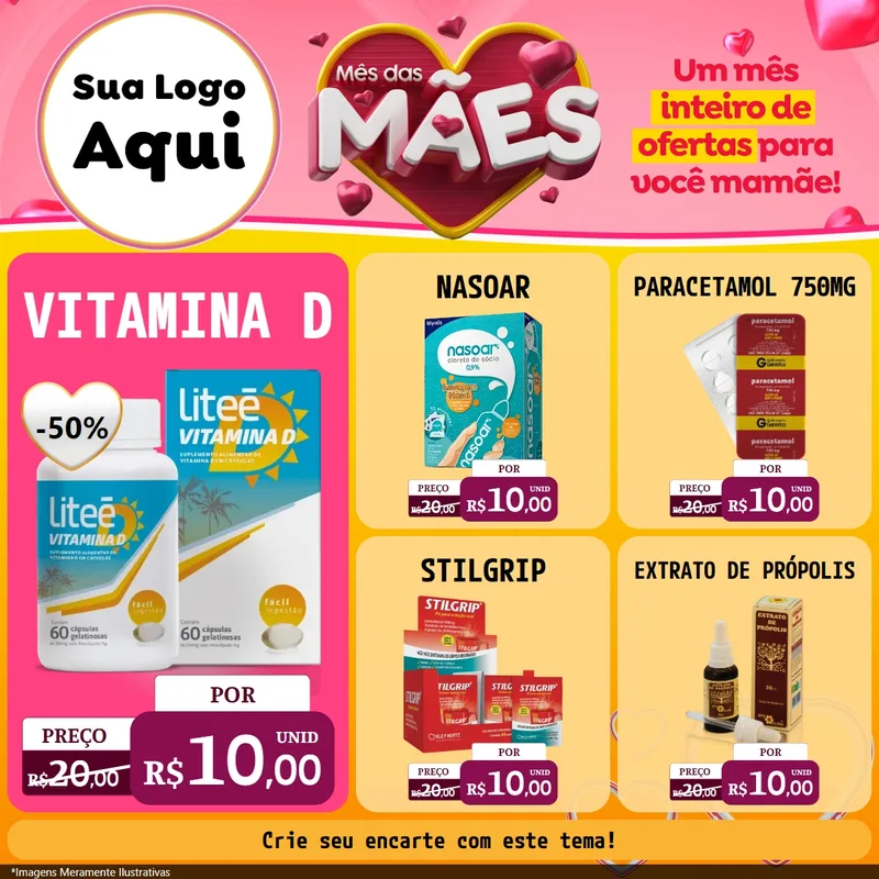Modelo de Rede Social para Feed Facebook com o tema Mês das Mães para Farmácia
