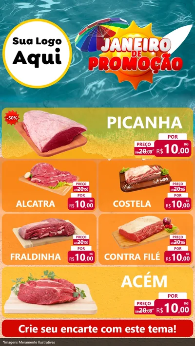 Modelo de TV para TV Vertical com o tema Janeiro de Promoção para Açougue