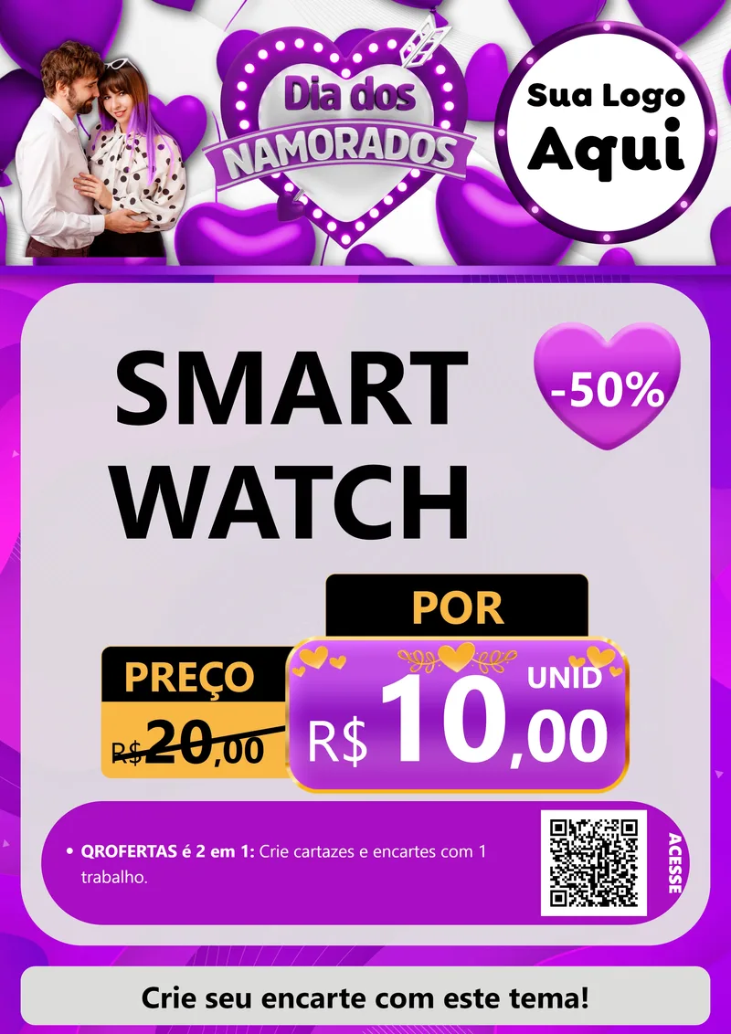 Modelo de Cartaz para Cartaz A4 Vertical com o tema Dia dos Namorados para Informática