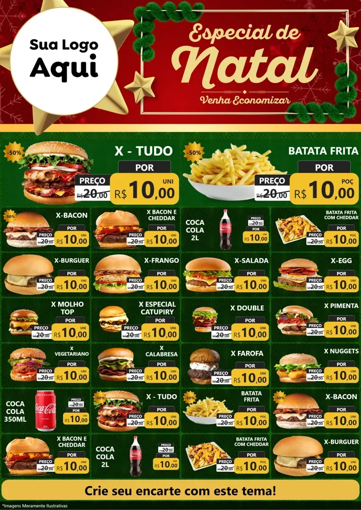 Modelo de Encarte para Encarte A4 Vertical com o tema Especial de Natal para Hamburgueria