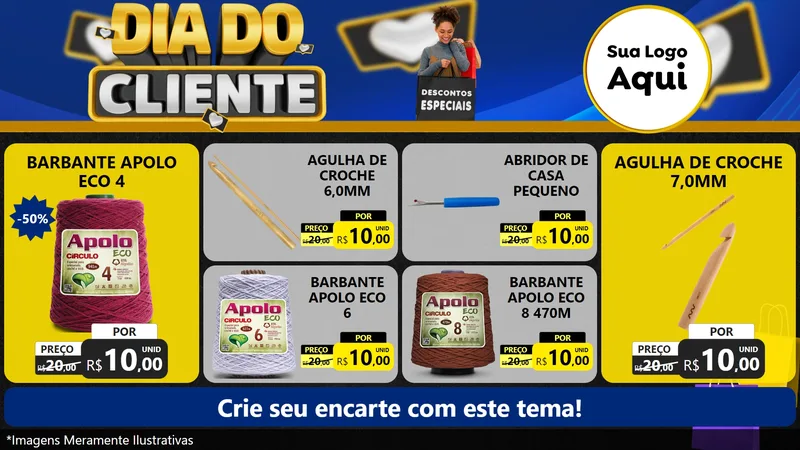 Modelo de TV para TV Horizontal com o tema Dia Do Cliente para Armarinho e Aviamentos