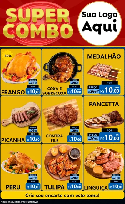 Modelo de Encarte para Encarte Grande com o tema Super Combo para Assados
