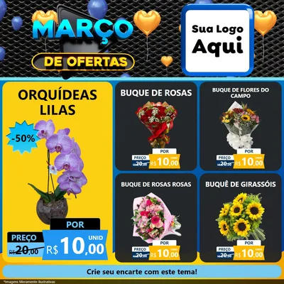 Modelo de Rede Social para Feed Facebook com o tema Março de Ofertas para Floricultura e jardim