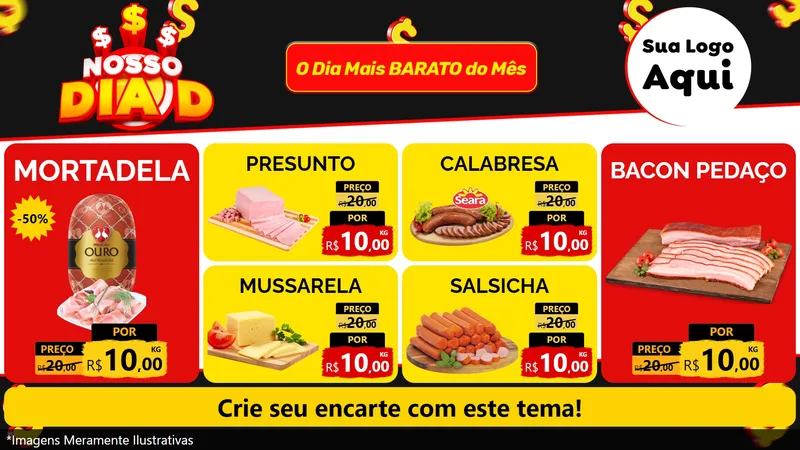 Modelo de TV para TV Horizontal com o tema Nosso Dia D para Frios e Laticínios