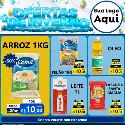 Modelo de Rede Social para Feed Facebook com o tema Ofertas de Inverno para Supermercado