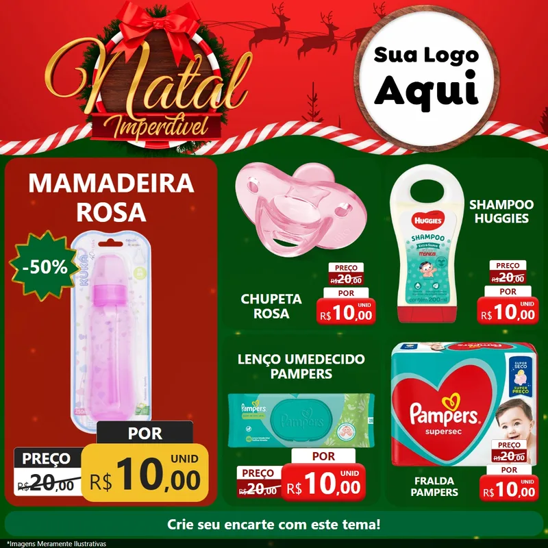 Modelo de Rede Social para Feed Facebook com o tema Natal Imperdível para Bebês