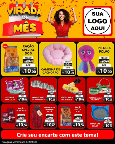Modelo de Rede Social para Feed Instagram com o tema Virada de Mês para Pet Shop