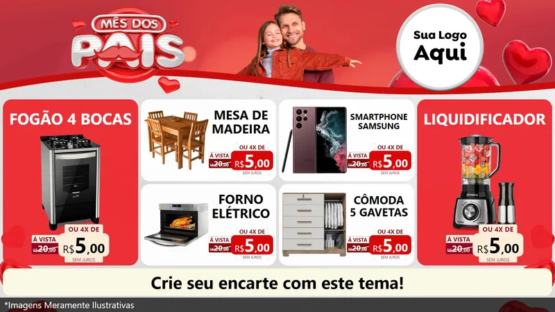 Modelo de TV para TV Horizontal com o tema Mês dos Pais para Móveis e Eletro