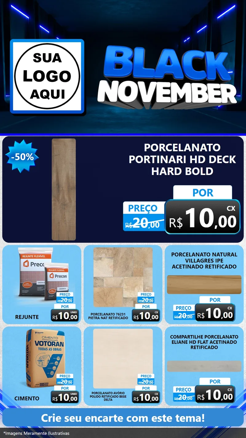 Modelo de Rede Social para Stories com o tema Black November para Pisos e revestimentos
