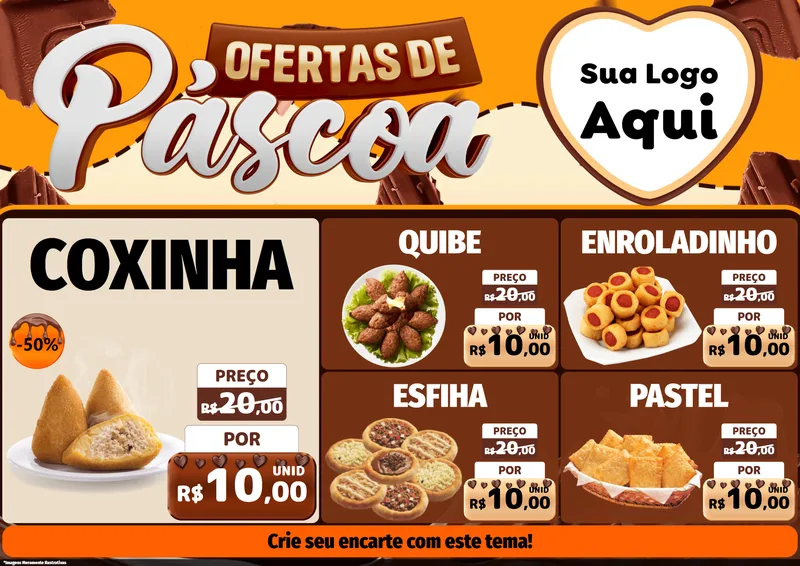Modelo de Encarte para Encarte A4 Horizontal com o tema Ofertas de Páscoa para Salgadaria