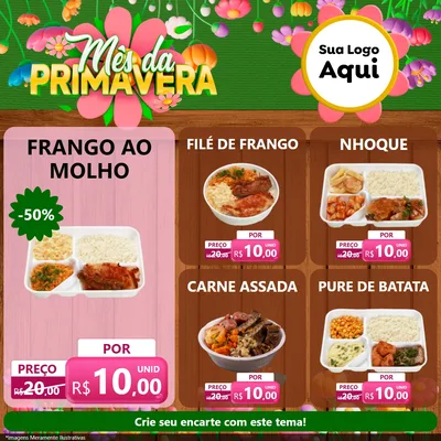 Modelo de Rede Social para Feed Facebook com o tema Mês da Primavera para Restaurante