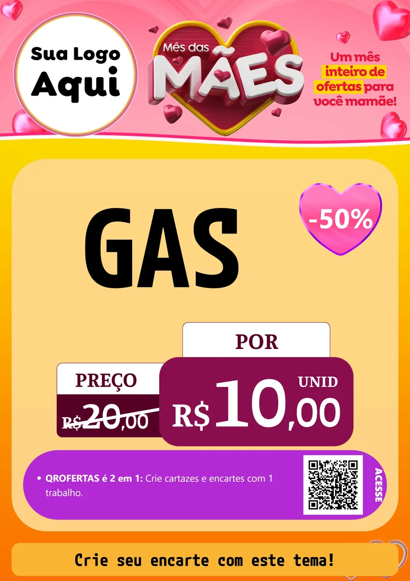 Modelo de Cartaz para Cartaz A4 Vertical com o tema Mês das Mães para Água e gás